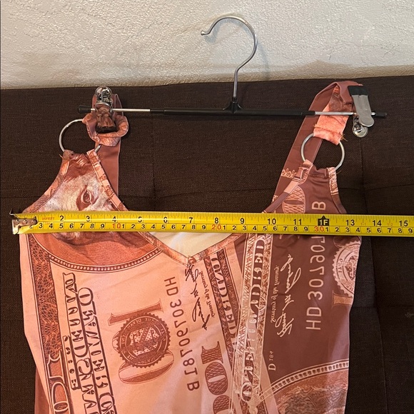 #010**Tan Money print dress ( M) Manifesting Money & Women Crop top - Picture 4 of 7